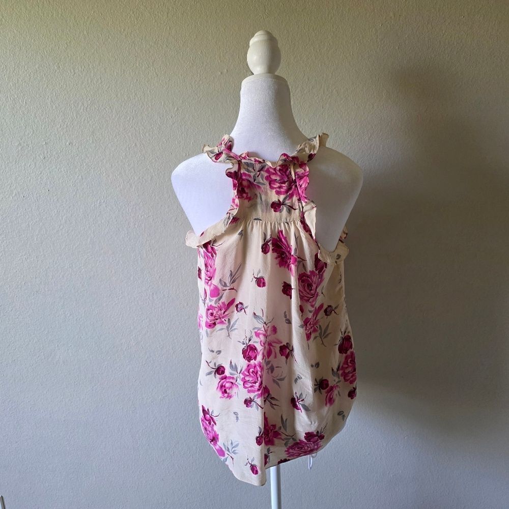 Rebecca Taylor 100% Silk Rose Garden Pink Sequin Beaded Ruffle Blouse Size 2 - Picture 4 of 9